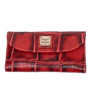 DOONEY & BOURKE Continental Clutch Wallet Fire Red Exotic